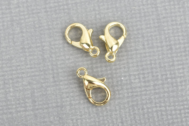 100 bulk package 14K gold plated lobster clasps, 10mm x 6mm, fcl0197