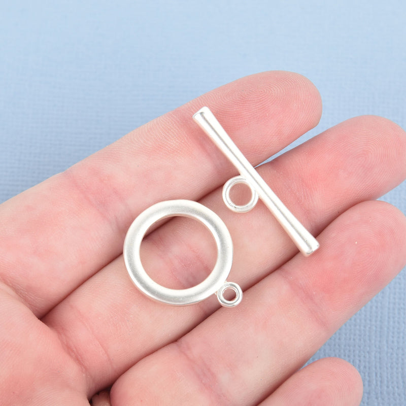 Matte Silver Toggle Clasps, SMALL metal silver plated, fcl0278