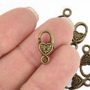 5 Bronze Fancy HEART LOBSTER Clasps Heart Design 17mm fcl0283a