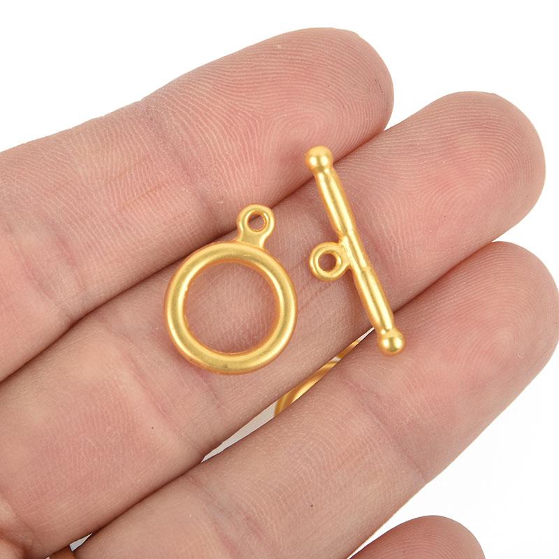 5 Sets Matte Gold Toggle Clasps, gold foil plated, fcl0288