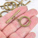 5 Sets Bronze Toggle Clasps, 20mm ring fcl0289
