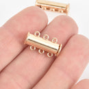 2 MAGNETIC Light Gold Brass 3-strand Slider Connector Clasps, 20x5mm  for Multi Strand Jewelry, fcl0290