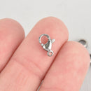 10 SILVER Stainless Steel Lobster Clasps, 9mm x 6mm, FCL0297