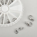 Mixed Size Stainless Lobster Clasps, 4 of each size, 9mm to 15mm, in Storage Box, 24 Steel Clasps fcl0298