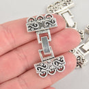5 Sets Multi-Strand Foldover Clasps, Silver Tone, 1 to 3 connector link clasp, 3 strand clasp, fcl0299