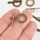 Bronze Toggle Clasps, hammered metal, fcl0315
