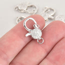 Silver Micro Pave Lobster Clasp 20mm fcl0322