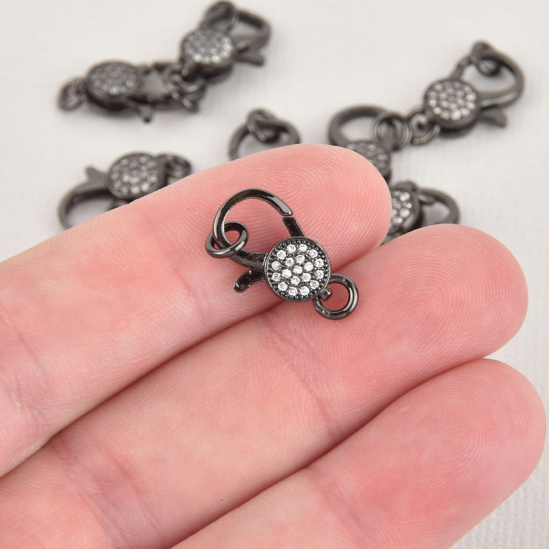 Black Micro Pave Lobster Clasp 18mm fcl0323