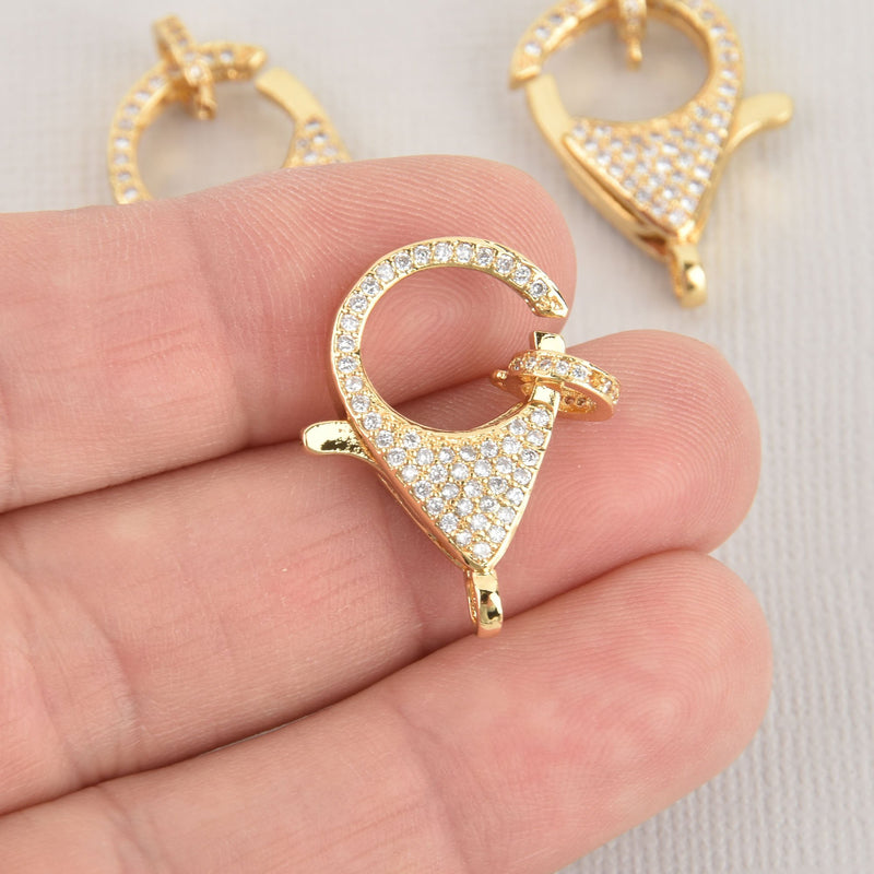 Gold Micro Pave Lobster Clasp 27mm fcl0326