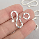 5 Sets S Hook Clasp, hammered silver plated, fcl0328
