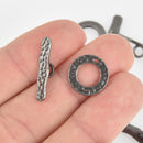 Gunmetal Toggle Clasps, hammered metal, fcl0332