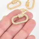 CZ Gold Micro Pave Carabiner Clasp, Screw Clasp, 29mm fcl0334