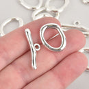 2 Sets Silver Toggle Clasps, metal silver plated, fcl0341