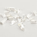25 Silver Ribbon End Crimp Fasteners, 12x5mm long  fcl0345