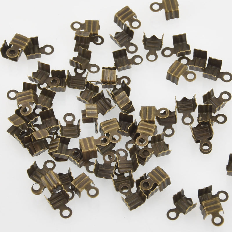 25 Bronze Ribbon End Clamp Fasteners, 8x6mm long fcl0346