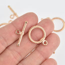 10 Sets Light Gold Toggle Clasps, Twisted Rope Pattern, fcl0372
