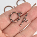 10 Sets Copper Toggle Clasps, Twisted Rope Pattern, fcl0374