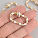 White CZ Gold Micro Pave Carabiner Clasp, Screw Clasp, 33mm fcl0381