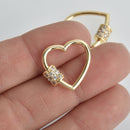 CZ Gold Micro Pave Carabiner Clasp, Heart with Clear CZs and Screw Clasp, 20mm fcl0401