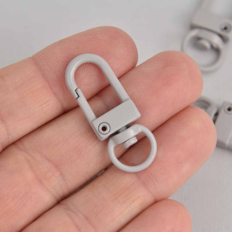 10 Gray Plated Swivel Clasps for Key Rings, Dog Leashes 33x12mm, fcl0406