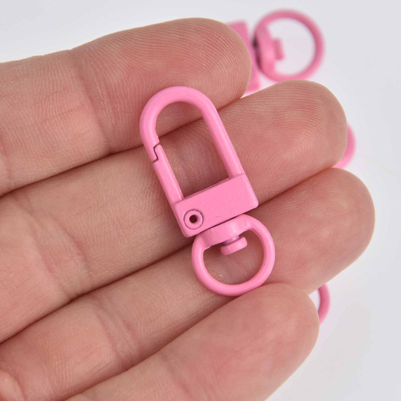 10 Pink Plated Swivel Clasps for Key Rings, Dog Leashes 33x12mm, fcl0408