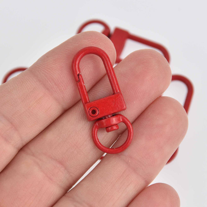 10 Red Plated Swivel Clasps for Key Rings, Dog Leashes 33x12mm, fcl0411