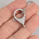 Silver Micro Pave Lobster Clasp 27mm fcl0416
