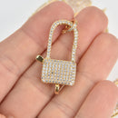Gold Micro Pave Lock Clasp, Carabiner 33mm fcl0420