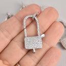Silver Micro Pave Lock Clasp, Carabiner 33mm fcl0421