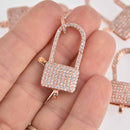 Rose Gold Micro Pave Lock Clasp, Carabiner 33mm fcl0422