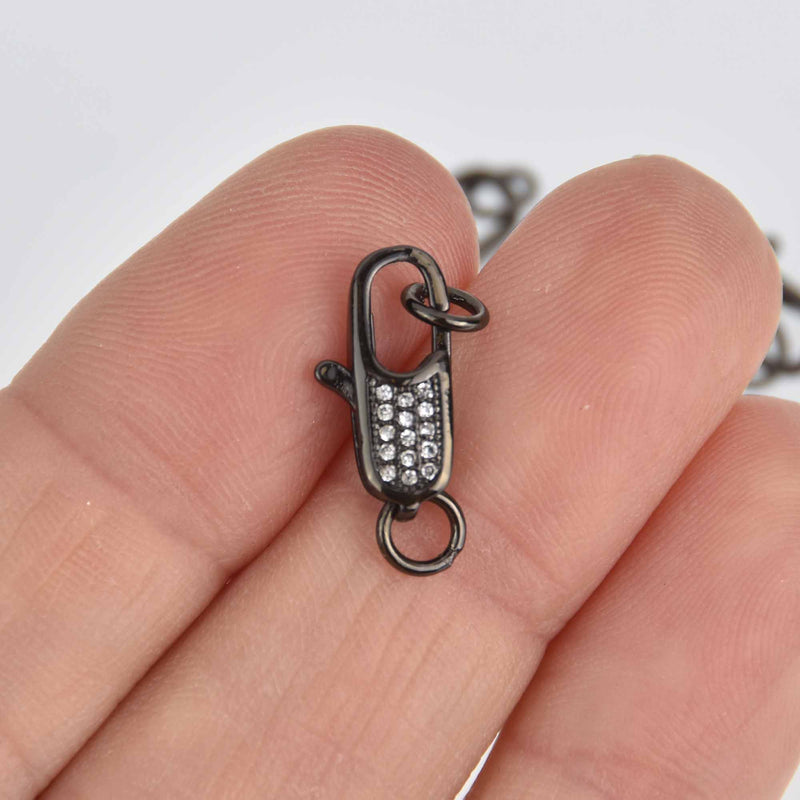 Black Micro Pave Lobster Clasp 20mm fcl0425