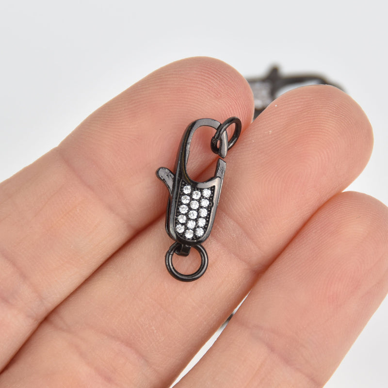 Black Micro Pave Lobster Clasp 17mm fcl0428
