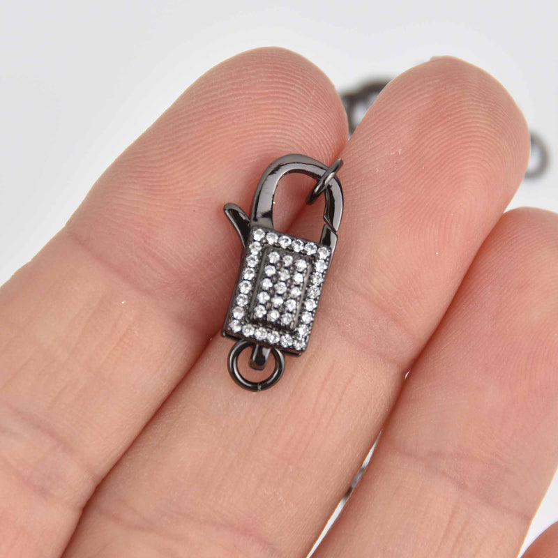 Black Micro Pave Lobster Lock Clasp 21mm fcl0432