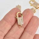 Gold Micro Pave Lobster Lock Clasp 21mm fcl0433
