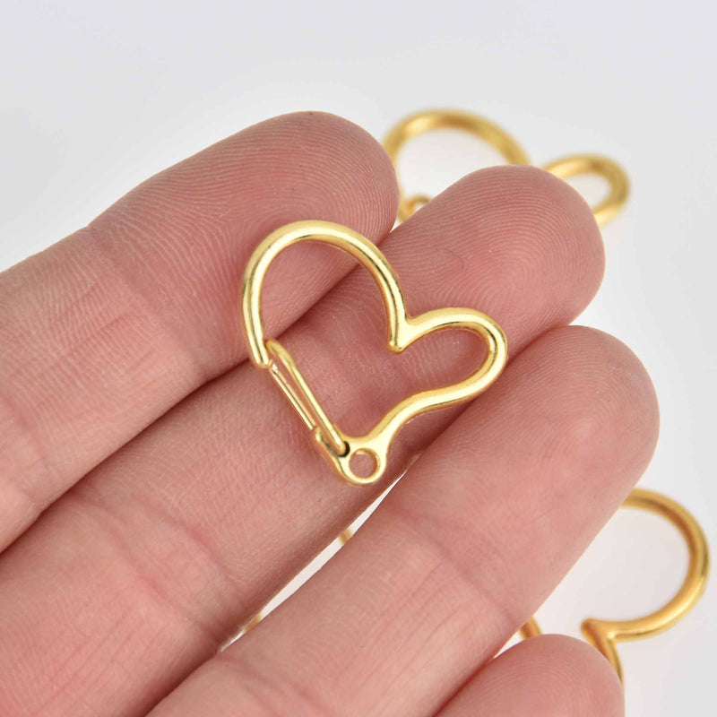 5 Gold Key Chain Clasps with Heart, fcl0435