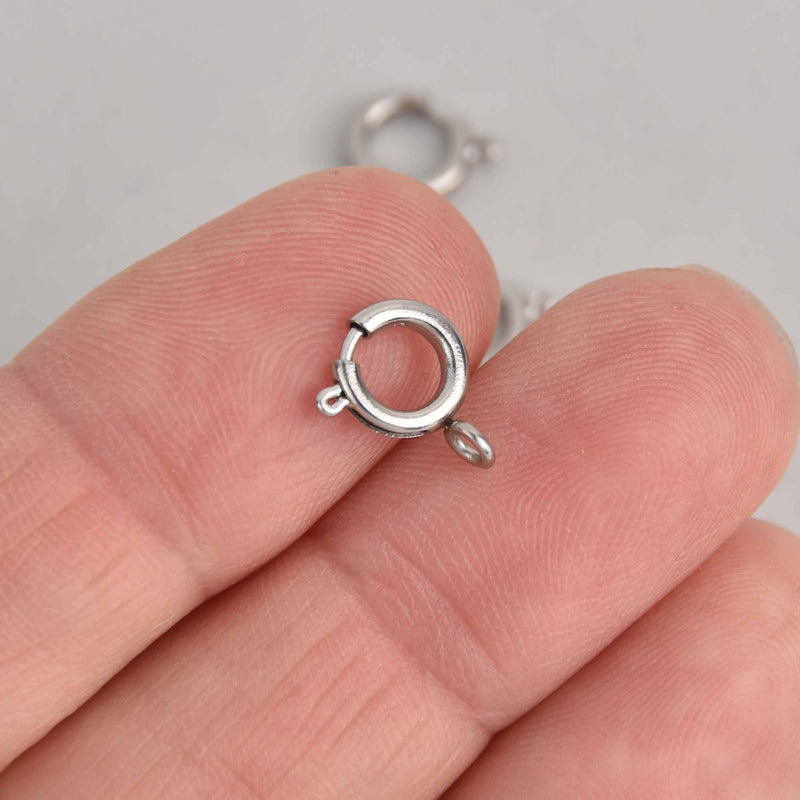 5 Stainless Steel Spring Clasps 11mm spring ring circle fcl0437