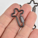 CZ Black Micro Pave Carabiner Clasp, Cross with Screw Clasp, 26mm fcl0440