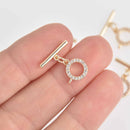 Gold Circle Toggle Clasp, Micro Pave Gold Plated, fcl0446