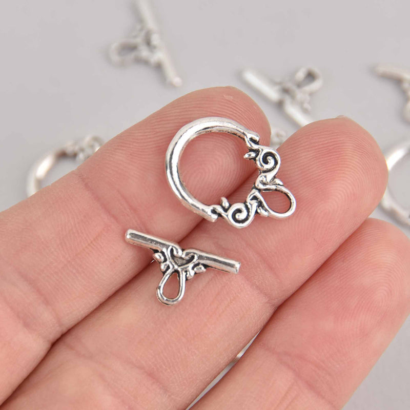 25 Sets Silver Toggle Clasps, 20mm, fcl0458