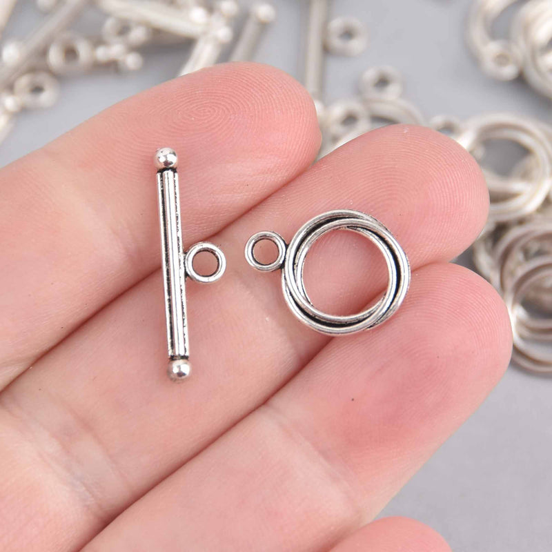 30 Sets Silver Toggle Clasps, Love Knot Design, fcl0461