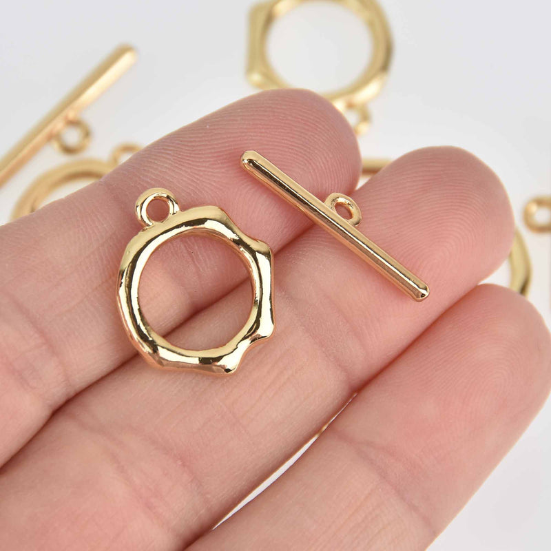 2 Sets Gold Oval Toggle Clasps, metal gold plated, fcl0478