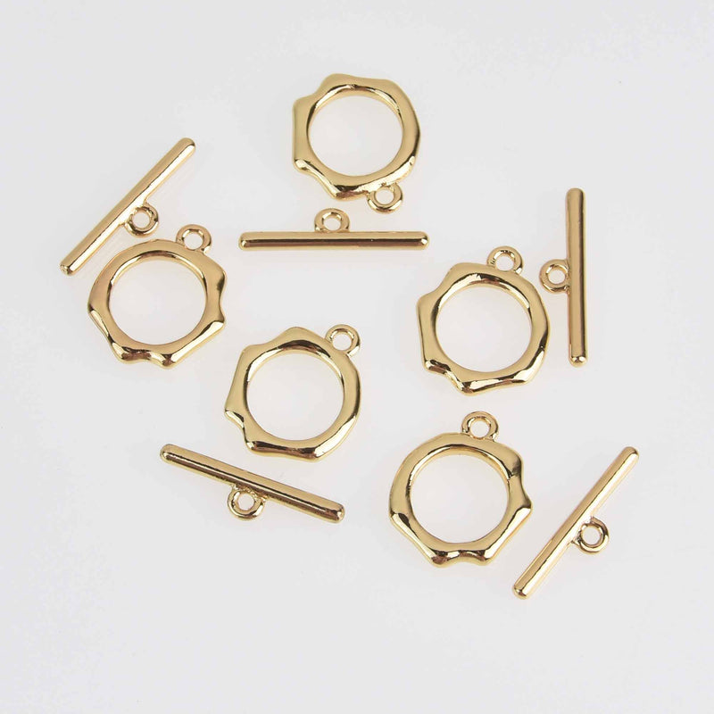 2 Sets Gold Oval Toggle Clasps, metal gold plated, fcl0478