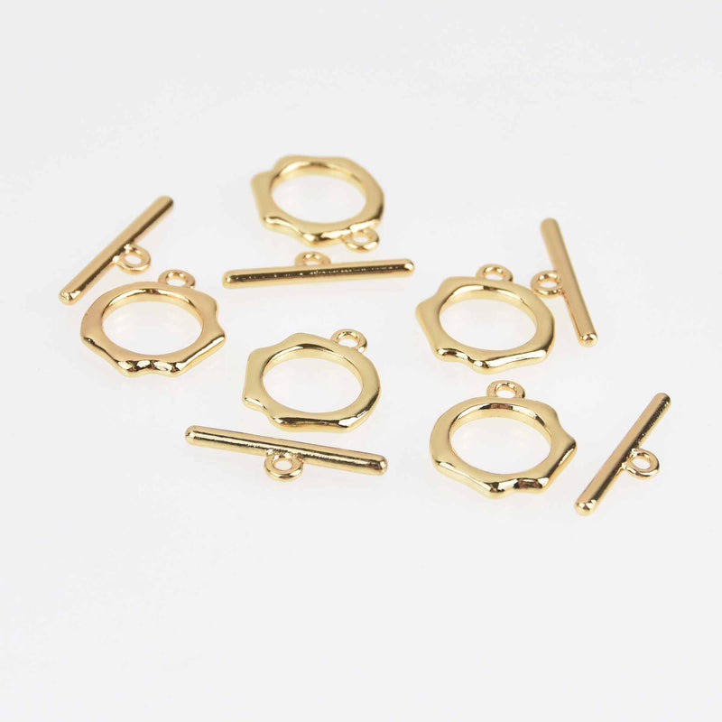 2 Sets Gold Oval Toggle Clasps, metal gold plated, fcl0478