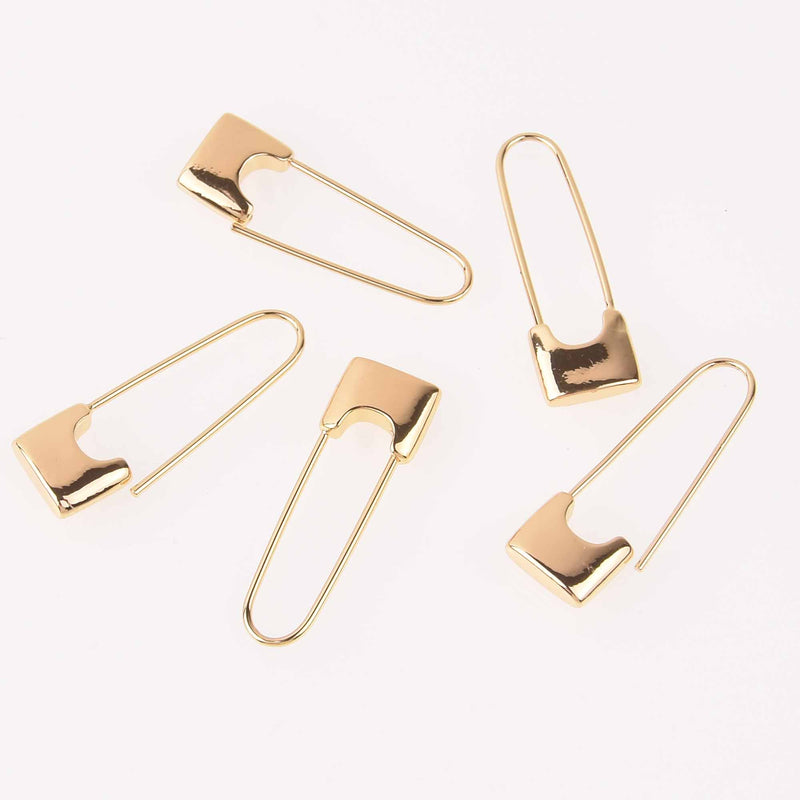2 Gold Safety Pin Clasp, Gold Plated Charms, 30mm, fcl0480