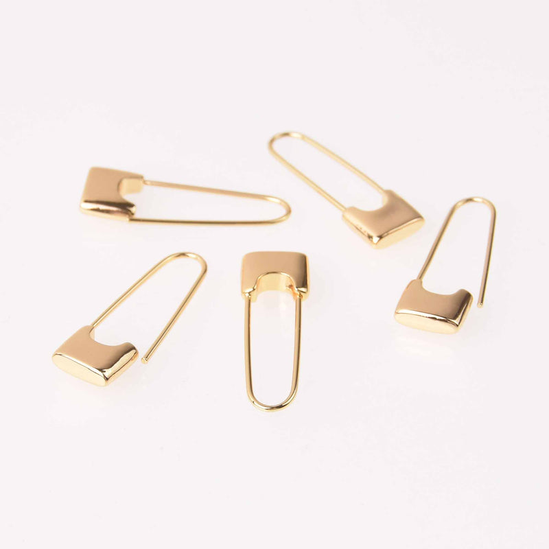 2 Gold Safety Pin Clasp, Gold Plated Charms, 30mm, fcl0480