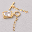 CZ Gold Micro Pave Toggle Clasp, Rectangle, fcl0481