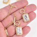 CZ Gold Micro Pave Toggle Clasp, Rectangle, fcl0481