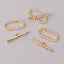 2 sets Crystal Oval Toggle Clasps, Gold Plate Metal, fcl0483