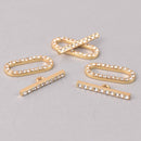 2 sets Crystal Oval Toggle Clasps, Gold Plate Metal, fcl0483