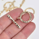 Light Gold Toggle Clasps, Hammered Metal, fcl0484